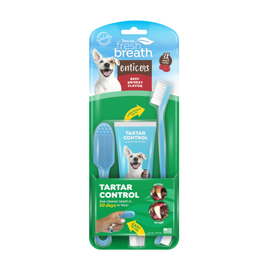 TropiClean Fresh Breath Enticers Smoked Beef Brisket Oral Care Kit for Dogs