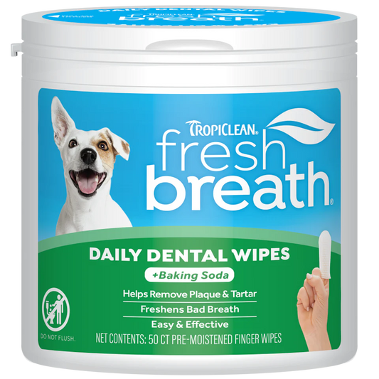 TropiClean Fresh Breath Finger Dental Wipes for Pets